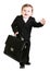 Little boy with suitcase over white