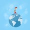 Little Boy Walk on Globe World Map Concept Travel