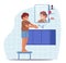 Little Boy Washing Hands in Sink Stand on Low Chair. Kid Character Morning or Evening Daily Routine. Child in Bathroom