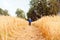 Little boy on a wheat field