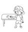 Little boy wiping table coloring page