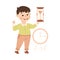 Little Boy Working on Physics Science Experiment with Hourglass and Clock Vector Illustration