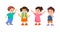 Little boys and girls in cartoon character,wearing colorful costume,posing different emotion