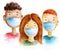 Little boys and little girl wearing protective medical mask to preventing virus Covid-19. Kids in safety masks.