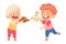 Little Boys Playing with Toy Rocket and Planet in Kindergarden Vector Illustration