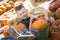 Little Boys Playing in Wheelbarrow at the Pumpkin Patch