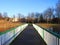 Little bridge by lake end houses, Lithuania