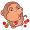 Little brown monkey eating fruits scene
