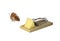 Little brown mouse next to mousetrap with a piece of cheese isolated