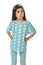 Little brunette girl in pyjamas pidjama izolated