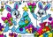 Little bunnies gifts new year congratulations postcard fairy tale character cartoon illustration