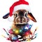 A little bunny celebrates Christmas by AI generated