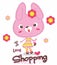 little bunny shopping t shirt print vector art