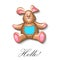 Little bunny soft toy first birthday greeting card
