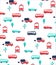 little car truck tree bus all over print vector