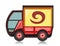 Little car truck. Vector. Flat. Cargo services. Cartoon.Dispatch machine shipment. Auto freight. Delivery consignment. A small tru