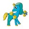 Little cartoon blue unicorn with bows vector eps or jpg