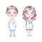 Little cartoon doctors watercolor