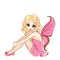 Little cartoon fairy in pink dress