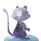 Little Cat Kitten Standing Back View Artistic Watercolor Art Style Illustration