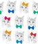 Little cats with a bows. Seamless pattern. Color graphic illustration. Background