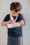 Little Caucasian Boy with Broken Arm