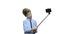 Little caucasian boy using selfie stick.