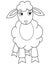 Little cautious sheep - a vector linear picture for coloring. Outline. Little sheep, lamb for children`s coloring book
