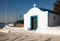 Little chapel on the hill. Small church in Faliraki, Greek town