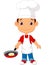 Little chef cartoon with frying pan