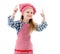 Little chef girl emotions isolted on white background