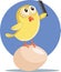 Little Chick Sitting on Egg Taking Selfies Vector Character