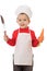 Little chief-cooker with kitchen knife and carrot