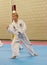 Little child 10YO is practising his Taekwon-do skills during training in the Netherlands