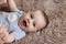 Little child baby smiling portrait , happy, positive, cheerful, home shot, face, head and shoulders