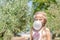 Little child with huge bubble from chewing gum