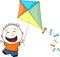 Little child playing kite