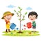 Little Children Gardening And Planting