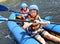 Little children kayaking on river