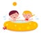 Little children splashing in the swimming pool