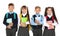 Little children in stylish school uniform