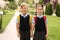Little children in stylish school uniform