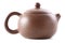 Little Chinese brown clay teapot for tea ceremony isolated on white background