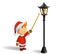 Little christmas santa firestarting lamppost