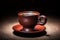 Little clay coffee cup on saucer