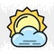 Little cloudy or partly cloudy icon for weather forecast application or widget. Sun behind a small cloud. Color version