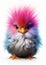 little colorful bird on white background generative AI