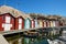 Little colorful boat houses at SmÃ¶gen at westcoast sweden