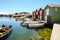 Little colorful boat houses at SmÃ¶gen at westcoast sweden