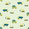 Little construction vehicles toys seamless vector pattern
